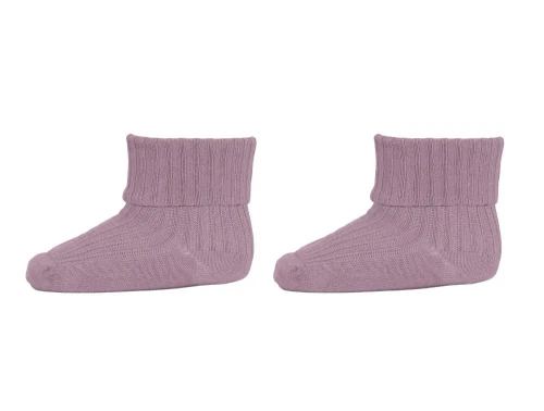 MP strømper lilac shadow med rib og ombuk